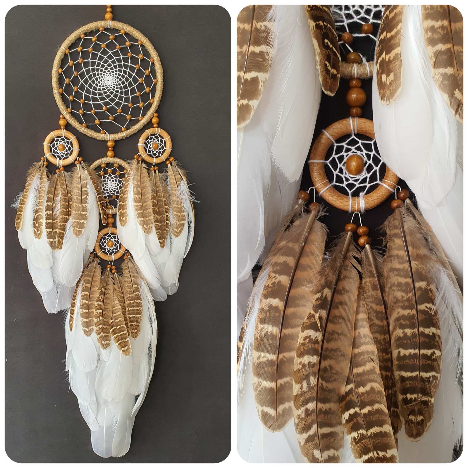 LARGE BROWN DREAM CATCHER 22 x 50cm TRADITIONAL STYLE APACHE