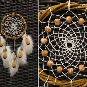 Authentic dreamcatcher with feathers, boho wall hanging real dream cather, traditional traumfanger, nursery bedroom decor, Birthday gift