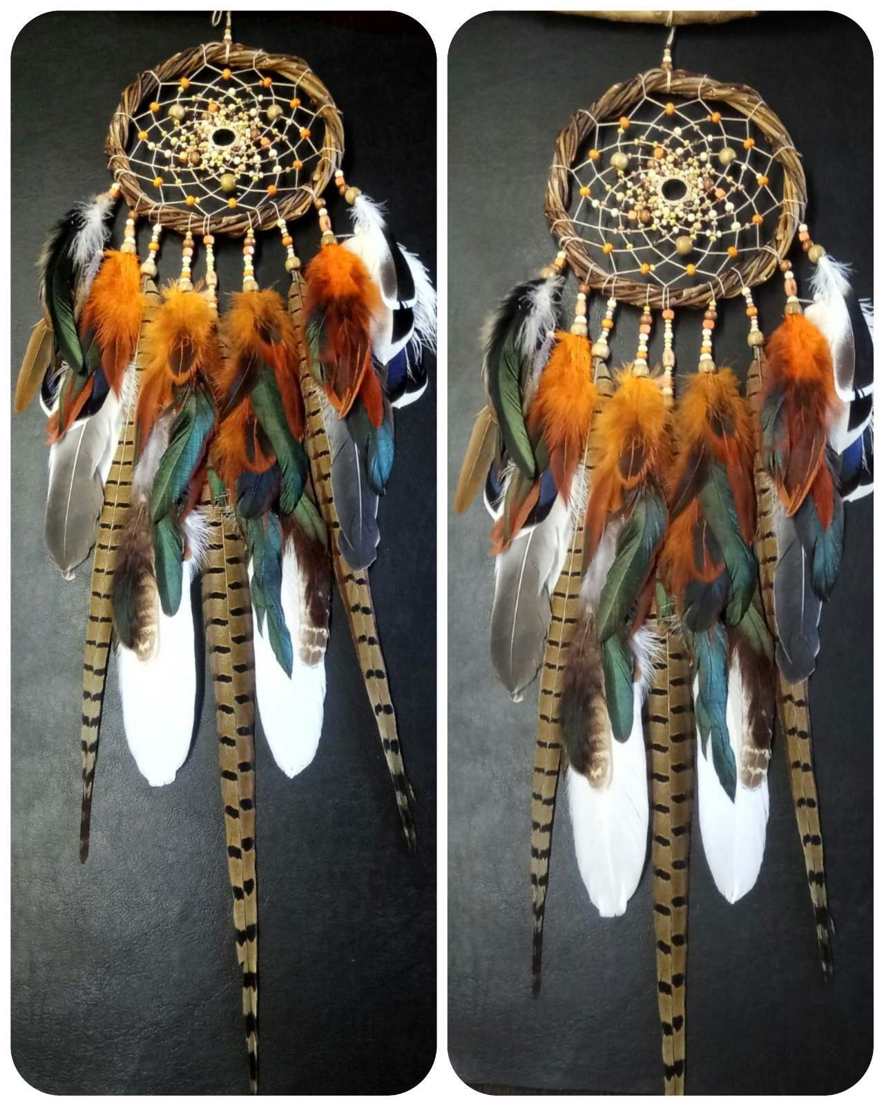 Native American Dream Catcher Wooden Hoops and Natural Bird | Etsy