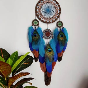 Large authentic dreamcatcher, real bedroom dreamcatcher, Indian art room traumfanger decor, real Ojibwe inspired Mother&#39;s Day gift