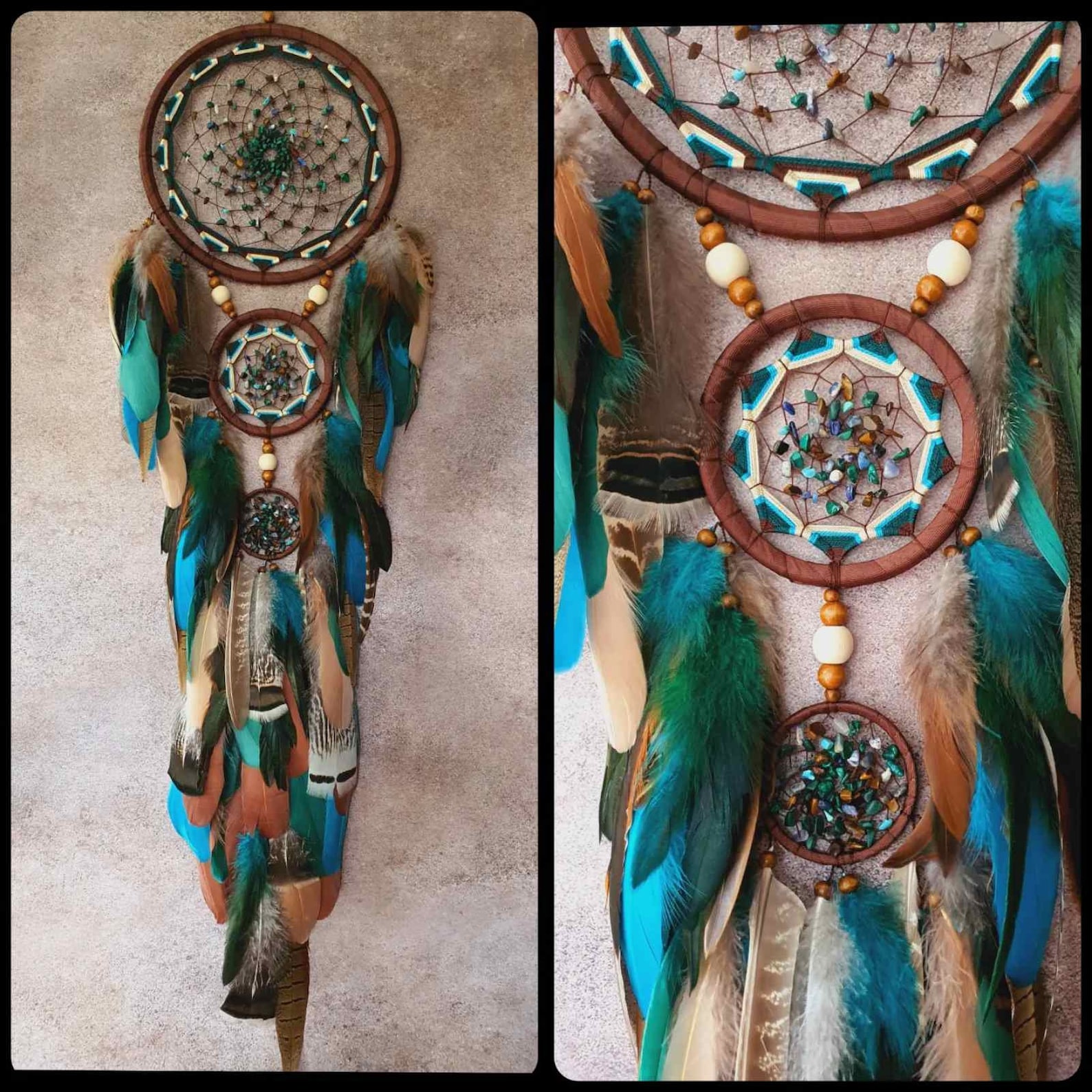 Native American Gift Authentic Dream Catcher Natural Bird Feathers and ...