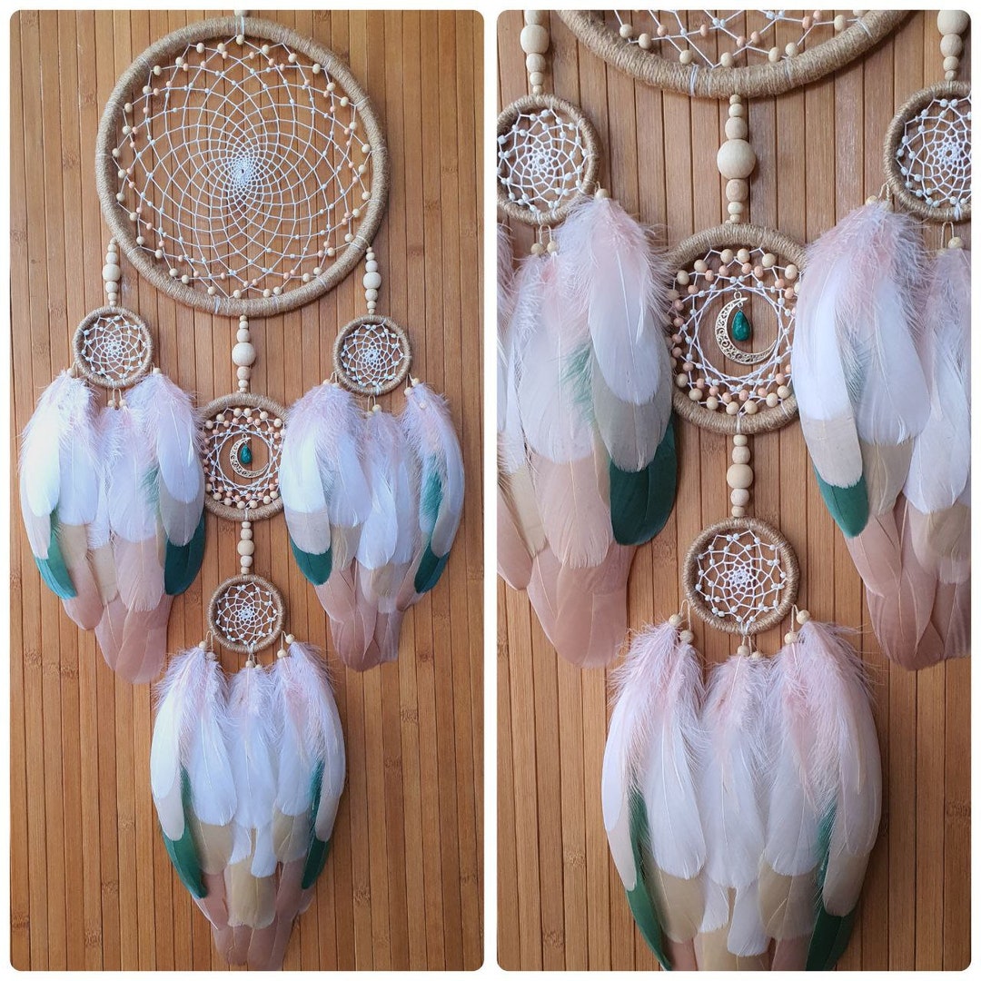 Large Real Dream Catcher Designed Native American, Ojibwe Bird Feathers