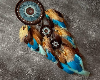 Bedroom large dreamcatcher inspired by Ojibwe, gothic Indian Art dreamcatcher, real Indigenous style traditional authentic traumfanger