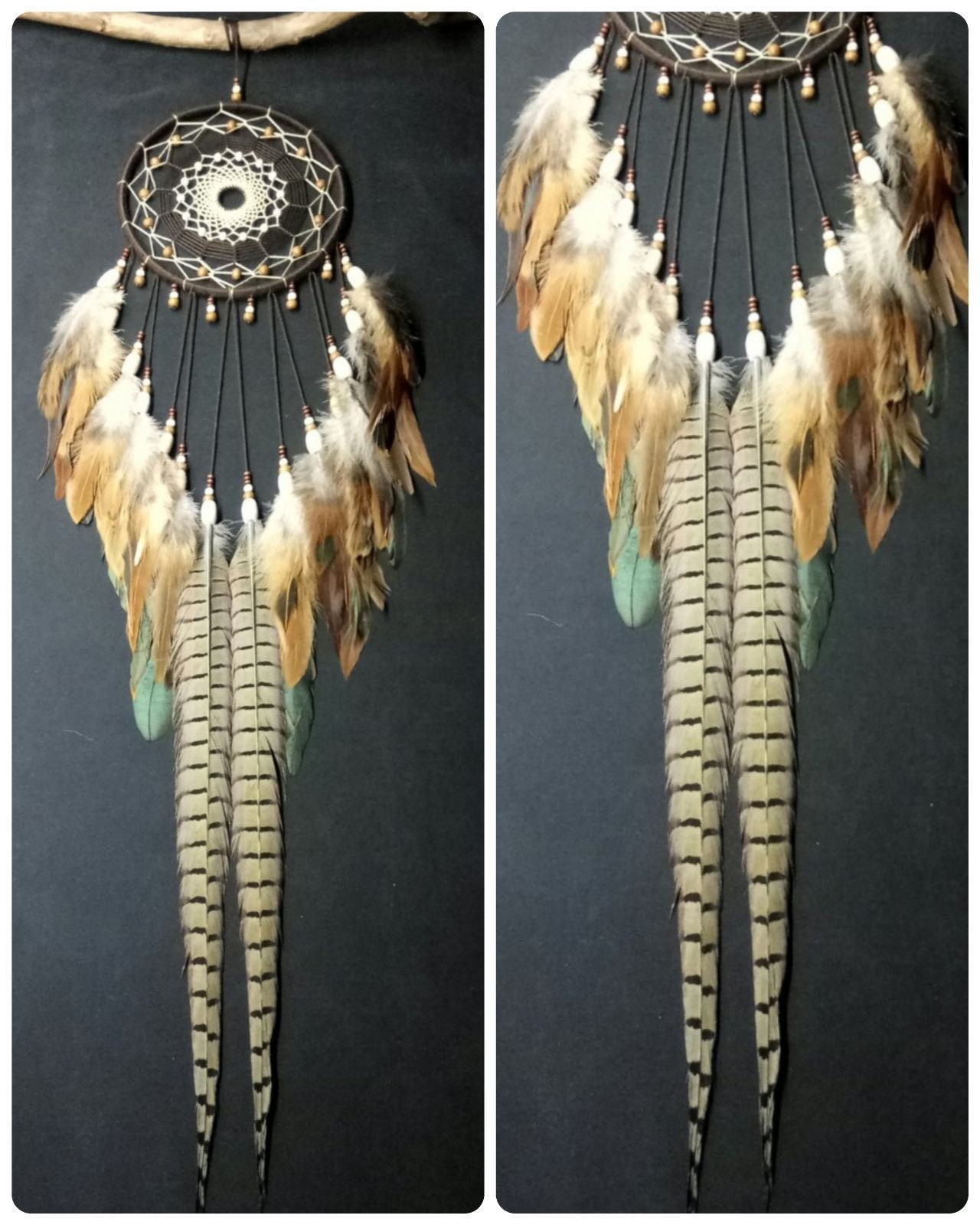 Dream Catcher with Natural Feathers Large Dream Catcher Wall Etsy