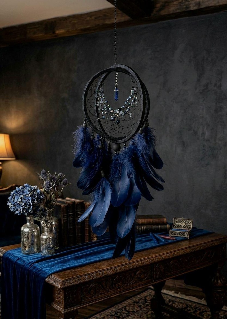 Indian art authentic dreamcatcher, bedroom Indian art dream cathcer, Ojibwe design traumfanger