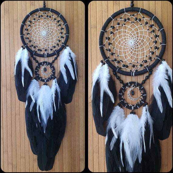 Black Traditional Dreamcatcher Designed by Native American, Ojibwe