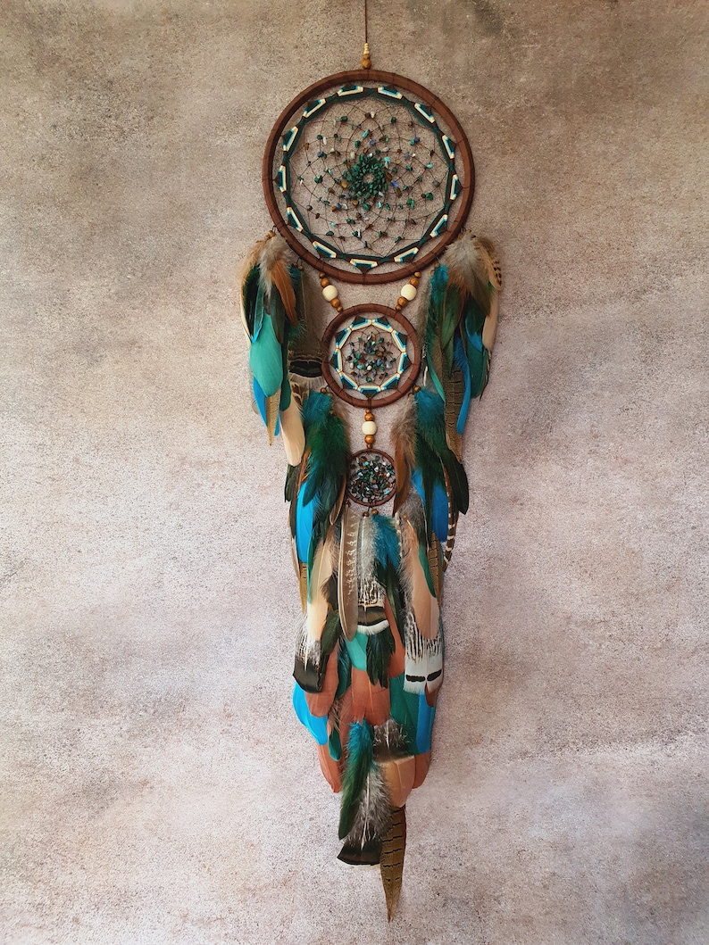 Native American Gift Authentic Dream Catcher Natural Bird Feathers and ...