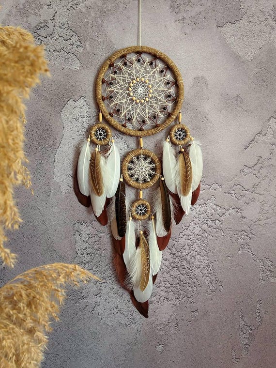 14k Two-Tone Gold Native American Dreamcatcher Pendant - Handmade In USA, Gift Box Included - View #5