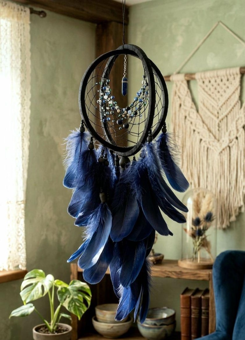 Native inspired authentic dream catcher, bedroom dreamcathcer authentic, Ojibwe design traumfanger