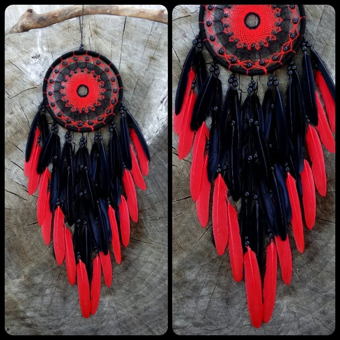 Wall Hangings Decor Black and Red Dream Catcher Goth Wall Etsy