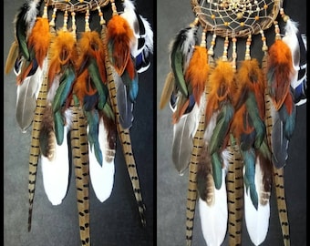 Ojibwe Dreamcatcher With Natural Bird Feathers, Native American