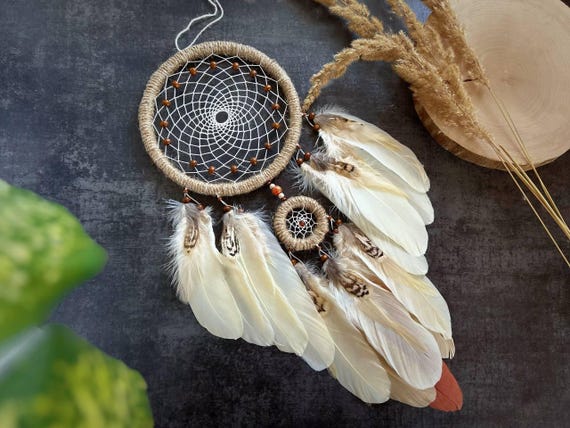 Ojibwe Inspired Boho Dreamcatcher, Real White Dream Catcher