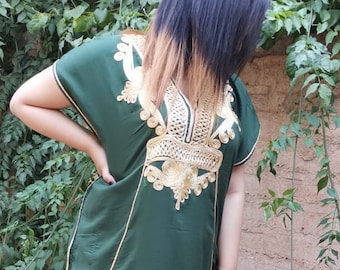 Spring Kaftan Dress Moroccan Green Gold Beach Caftan-beach cover up, resortwear wear, maternity wear, birthday, wedding gifts, brides Kaftan Spring Kaftan Dress Moroccan Green Gold Beach Caftan-beach cover up, resortwear wear, maternity wear, birthday, wedding gifts, brides Kaftan