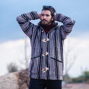 Valentine&#39;s Day Gift, Women and Men Wool Coats, Multicolored Bohemian Berber Winter Wool Coats, Handmade Coats: Kachabya