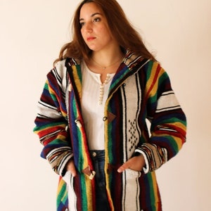 Valentijnsdag cadeau, Valentijnsdag, dames en heren wollen jassen, veelkleurige Boho Berber winterwollen jassen, handgemaakte jassen: Kachabya