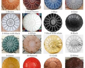 POUF marroquí **50% de descuento** con puf de cuero con costuras blancas Puf otomano Puf de cuero marroquí Puf marroquí