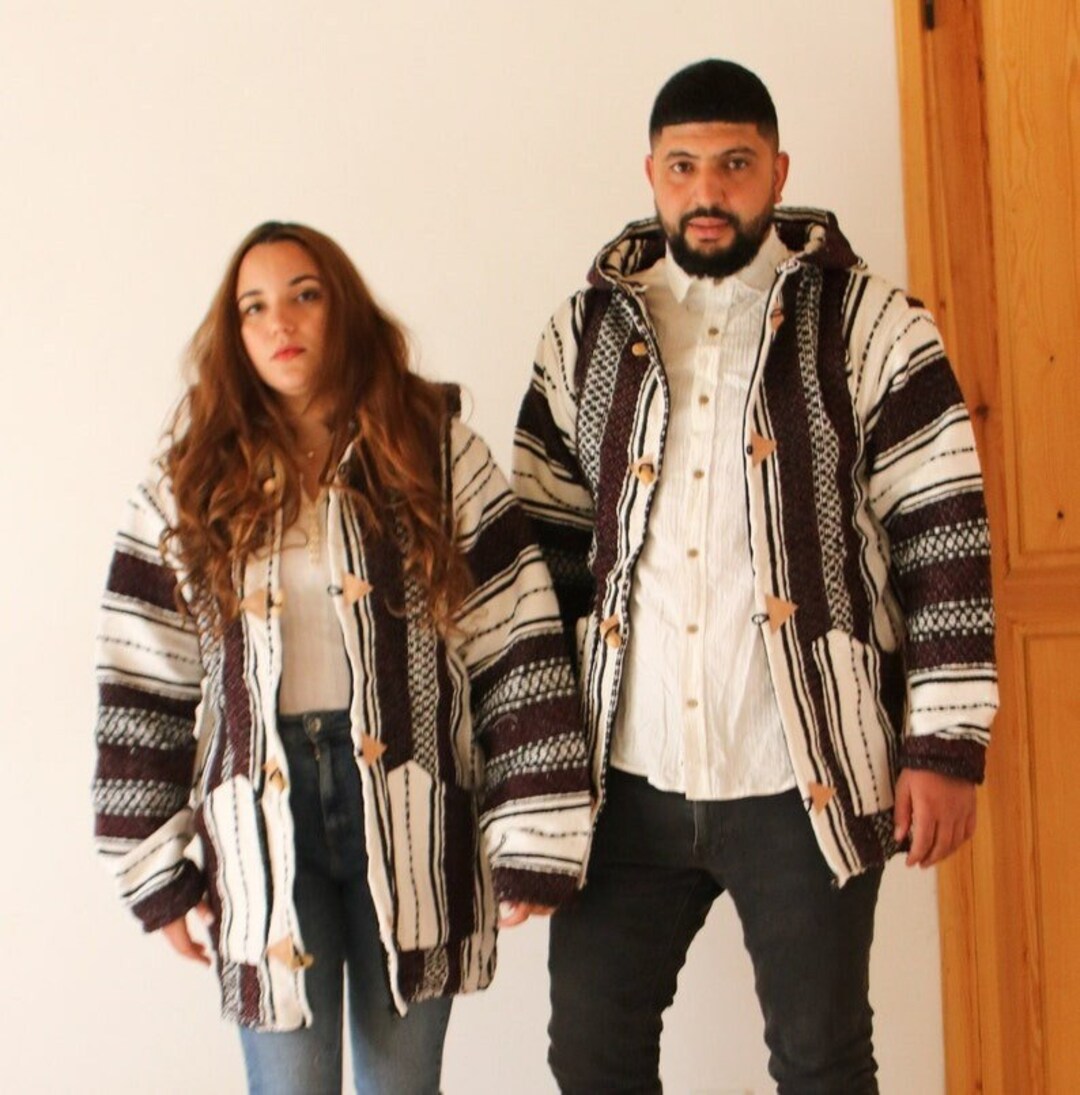 Moroccan Striped Coat Cardigan, Sweater Coat, Hoodie Coat From
