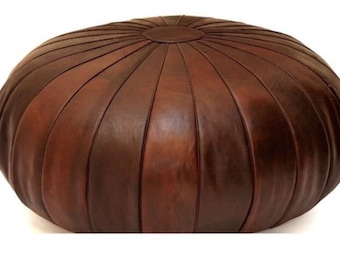 Hecho a mano marroquí redondo impresionante puf de cuero, marroquí otomano puf de cuero, Pouffe, puf footstool, regalos de boda, puf marroquí otomano