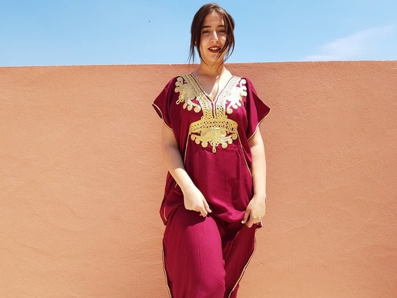 WOMEN KAFTAN DRESS - Women Arabian Abaya - African Kaftan Dress - Women Autumn Dress - Traditional Moroccan Kaftan - Cotton Kaftan Dress