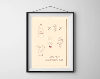 Arte de la película de Wes Anderson / Impresión artística A4 / Impresión artística de póster de película minimalista Arte de pared de película personalizado, Decoración del hogar, arte digital