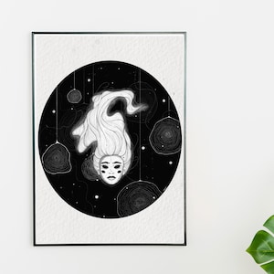 Detailed Black and White Illustration | Hand-Drawn Monochrome Art Print | Intricate Ink Drawing | Unique Wall Art Decor