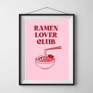 Ramen Lover Club Poster | A4 art print | Minimalist Ramen Art Print Custom Wall Art, Home Decor, digital art