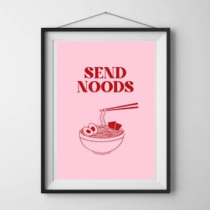 Send Noods Club Poster | A4 art print | Minimalist Ramen Art Print Custom Wall Art, Home Decor, digital art