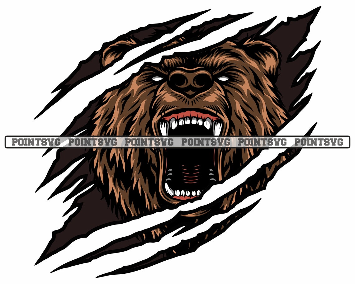 Bear Svg Png Grizzly Ripped Claw Marks Cricut Files Layered Etsy