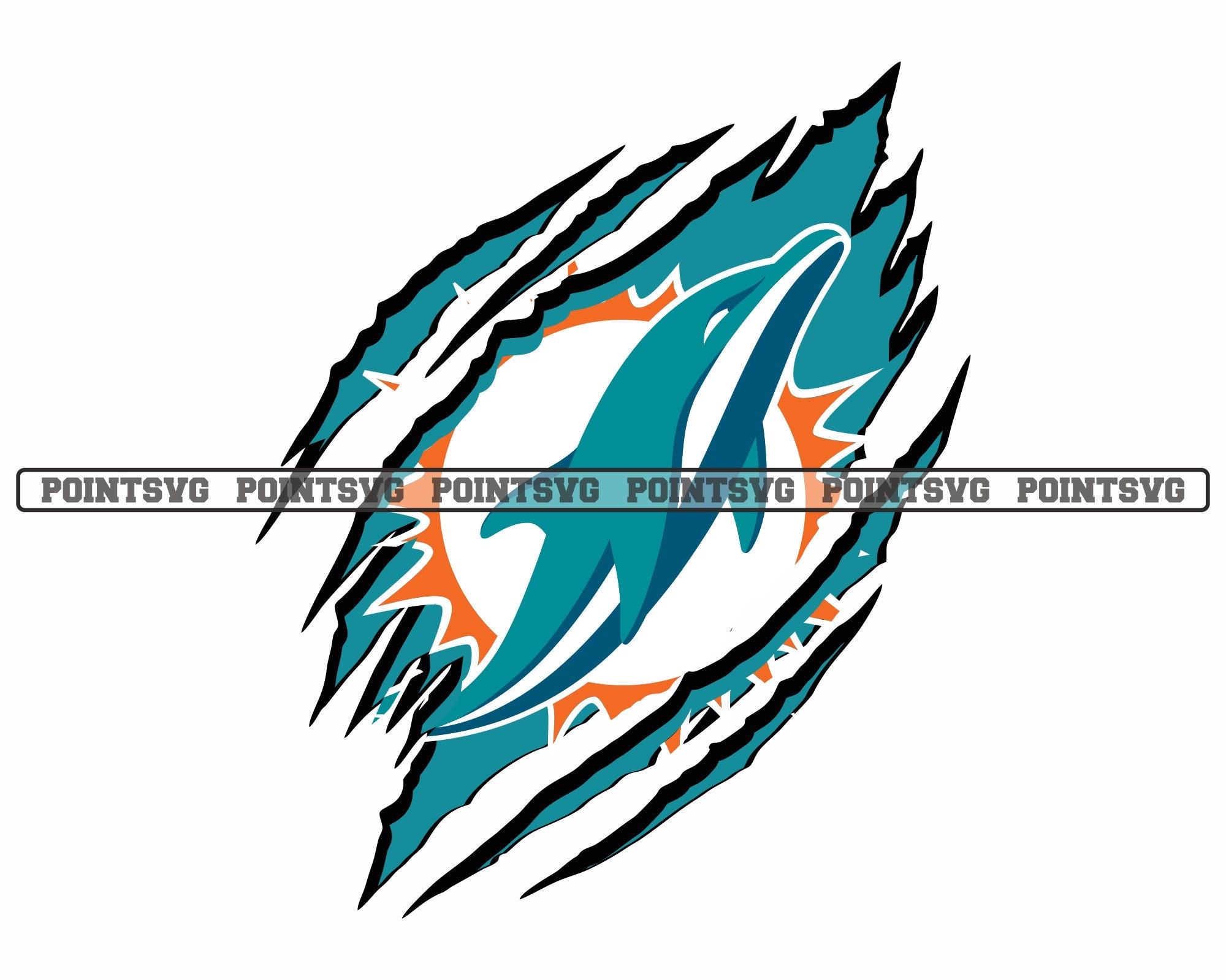Miami Dolphins Svg logo Ripped Claw Marks Cricut Files Etsy