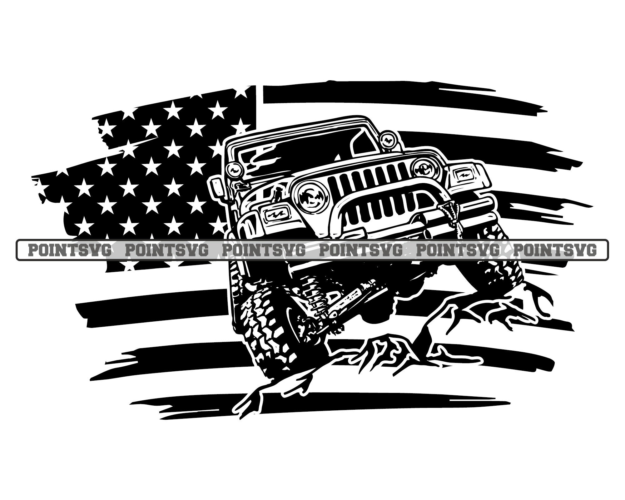 Usa Flag Jeep Svg Png Clipart