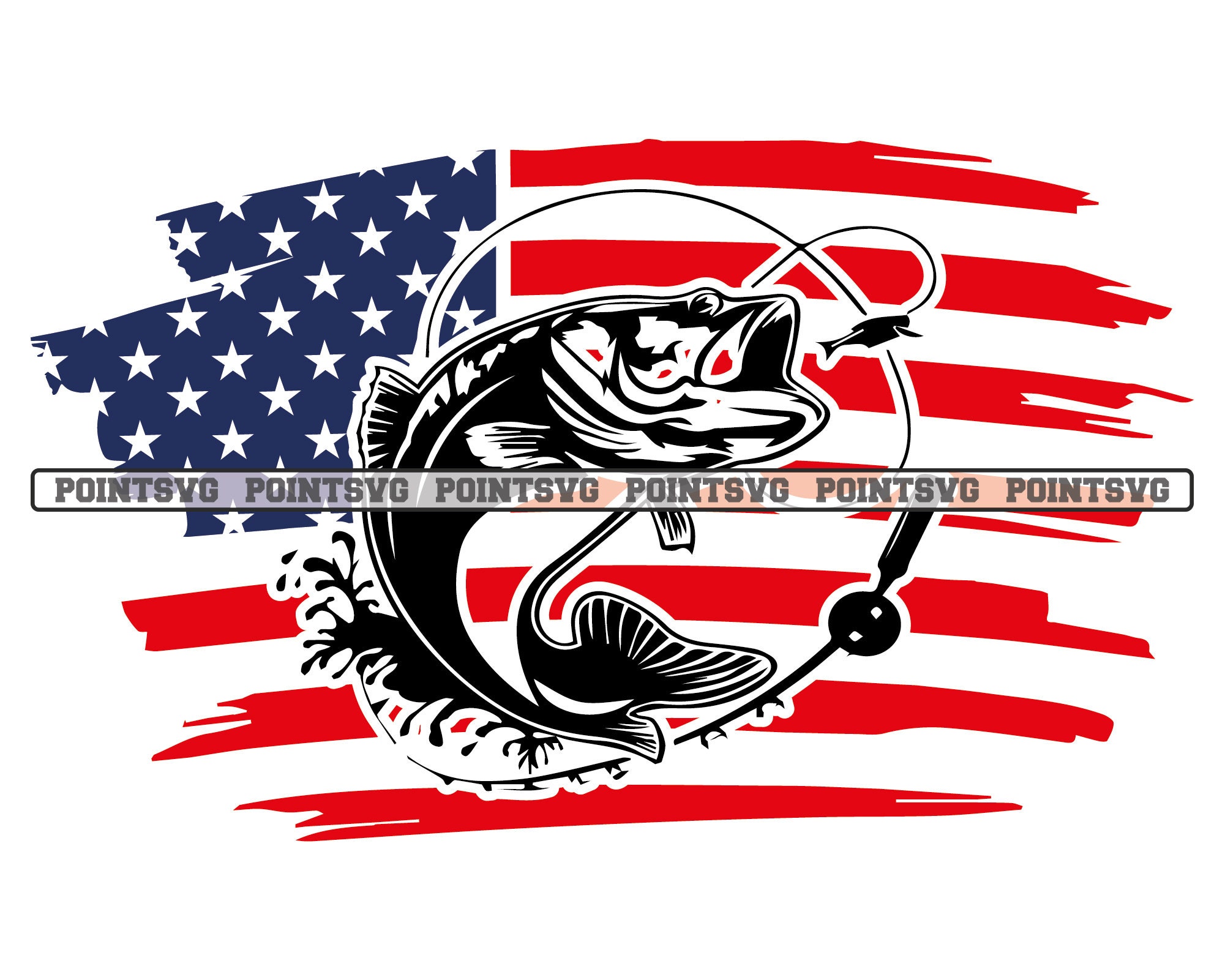 Download Bass Fish And Flag Svg Bass Fishing Svg American Fishing Etsy