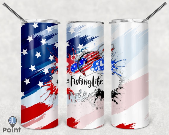 Fishing Life With American Flag Sublimate Tumbler Designs 20 | Etsy