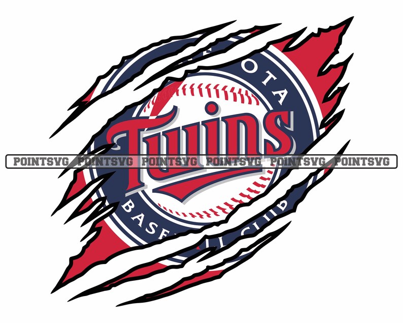 Minnesota Twins Svg Logo Mlb Ripped Claw Marks Clipart Vector Etsy