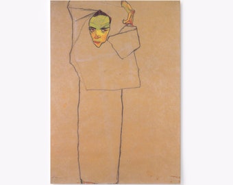 EGON SCHIELE Self-portrait Expressonism Artist Gustav Klimt Fine Art Original Poster Print Mid Century Modern Danish Wall Art Poster