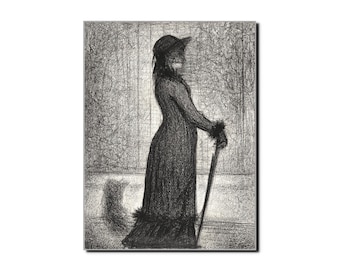 Georges Seurat "Woman Strolling (Une elegante) " 1884 Art Poster Print - French Impressionist Painter