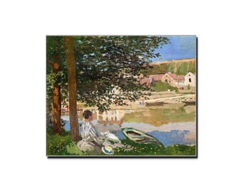 Claude Monet "On the Bank of the Seine, Bennecourt" 1868 Art Poster Print - Impressionist