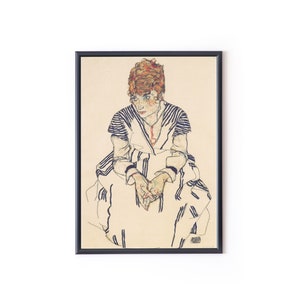 1917 EGON SCHIELE Portrait of the artist's sister-in-law Adele Harms Vintage Poster Fine Art Gustav Klimt Print Mid Century Decor Danish