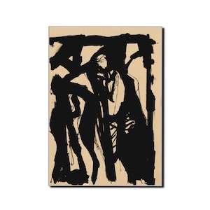 Ján Novák Art Poster Figural Study Slovak Artist Abstract Drawing Line Art Decor Black and White Modern Art Classic Art Gifts for Her/Him image 1