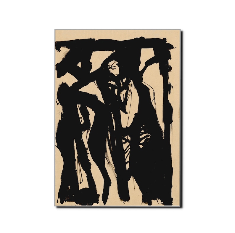 Ján Novák Art Poster Figural Study Slovak Artist Abstract Drawing Line Art Decor Black and White Modern Art Classic Art Gifts for Her/Him image 1