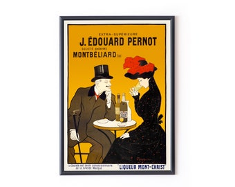 1900 LEONETTO CAPPIELLO Man and woman at a cafe Original Print Fine Art Ad Poster Print Mid-Century Gift idea Scandinavian Wall Decor Poster