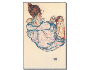 Egon Schiele Art Poster Sitting woman from behind 1917 Expressionist Artist Mid Century Modern Interior Wall Decor Gifts for Her/Him