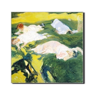 Joaquín Sorolla Kunst Poster La Siesta 1911 Spanische Künstlerin Mid Century Modern Fine Art Ölmalerei Retro Wanddeko Geschenke für Sie/Ihn