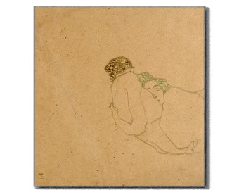 Egon Schiele Art Poster Print Courting couple 1908 Expressionist Artist Vintage Art Mid Century Danish Interior Art Poster Gifts for Him/Her
