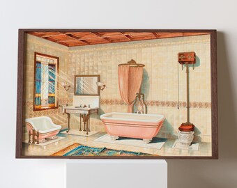 1877-1893 J.L. Mott Iron Vintage bathroom interior Print Original Digital Print Fine Art Scandinavian Wall Art Poster