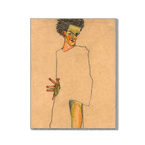 Egon Schiele KunstPoster Selbstportrait 1910 Expressionist Künstler Mid Century Modern Art Interior Fine Art Wanddekoration Geschenke für Sie/Ihn