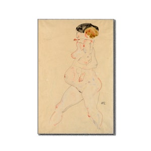 Egon Schiele Kunst Poster Schwangere Frau mit Kind auf dem Arm 1912 Expressionist Künstler Mid Century Modern Wanddekor Geschenke für Sie/Ihn
