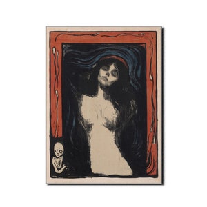 Edvard Munch Art Poster Print Madonna Mid Century Modern Interior Fine Art Print Digital Art Vintage Poster Monochrome Art Antique Art Decor