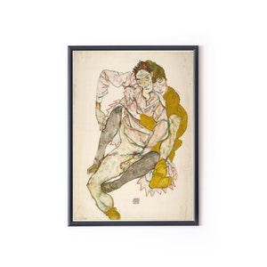1915 EGON SCHIELE Sitzendes Paar Zeichnungen Kunst Fine Art Antike Kunst Poster Digitale Kunst Mid Century Interior Minimal Wand Kunst Poster
