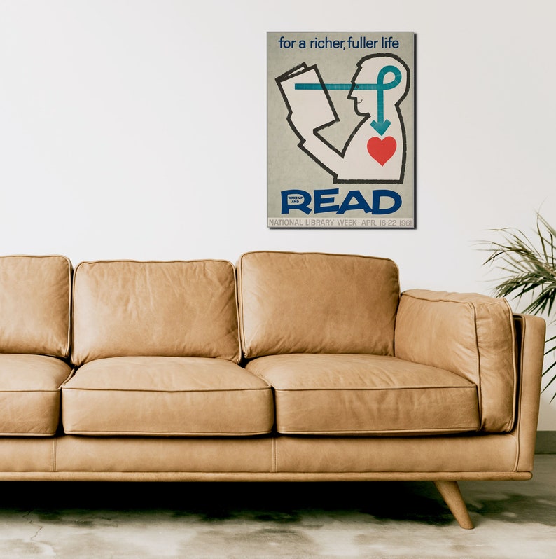 National Library Week 1961 Art Poster Book Week Poster Print Retro Illustration Poster Fine Art