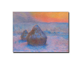 Claude Monet "Stacks of Wheat (Sunset, Snow Effect)" 1890-91 Art Poster Print - Impressionist